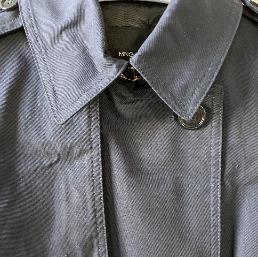 Like New!! Mango Midnight Blue Trench Coat - Picture 5 of 8
